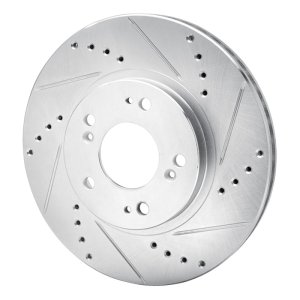 Mitsubishi Endeavor Brake Rotor (1) - Front Right - R1 Concepts - Drilled & Slotted - Silver - `04-`11